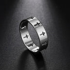 Gothic Wedding Cross Ring — Stainless Steel