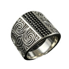 Retro fashion pattern ring domineering trendy men's ring old engraved men's ring