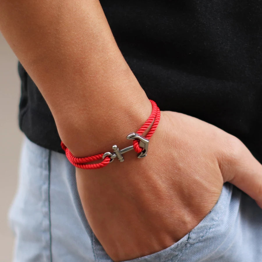 Nautical Anchor Grade A String Bracelet Men Women Braided Sliding Adjustable Braslet Adventure Surfing Hombre Jewelry