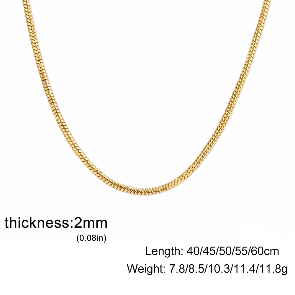 Skyrim Round Snake Chains Stainless Steel Necklace Men Women 40/45/50/55/60cm Length Unisex Hip Hop Punk Jewelry Gifts