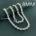 Anrara 925 sterling silver necklace 8MM twisted rope fashion men's necklace