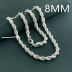 Anrara 925 sterling silver necklace 8MM twisted rope fashion men's necklace