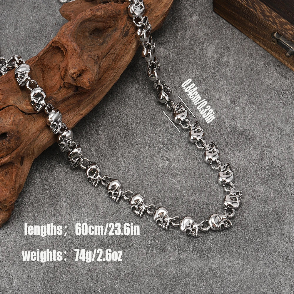 Trendy New Arrival: Skull-Motif Men's Necklace Gothic Dark Retro Punk Style Bold and Versatile Necklace