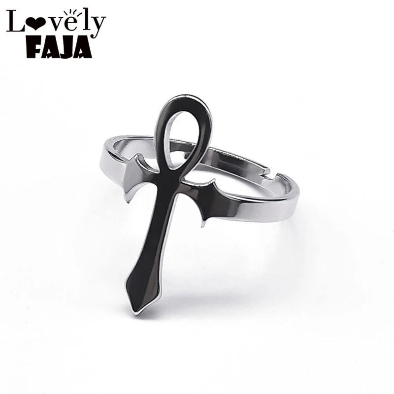 Ankh Cross Ring — Stainless Steel