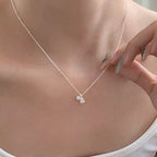 Mini Shiny Delicate 925 Sterling Silver Teardrop-shaped Zircon Pendant Choker Necklace for Woman Collarbone Chain Jewelry Gifts