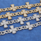 16mm Big Heavy Hip Hop Bling 3A+ Bling Iced Out Infinite Cross Cuban Link Chain Necklaces for Men Rapper Jewelry Gold