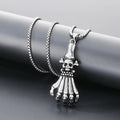 Gothic Skull Palm Pendant Necklace — Stainless Steel