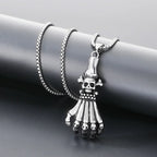 Gothic Skull Palm Pendant Necklace — Stainless Steel