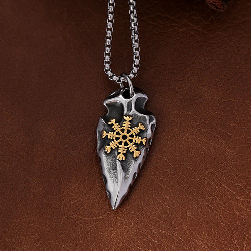 Compass Viking Steel Pendant Vintage Spear Nordic