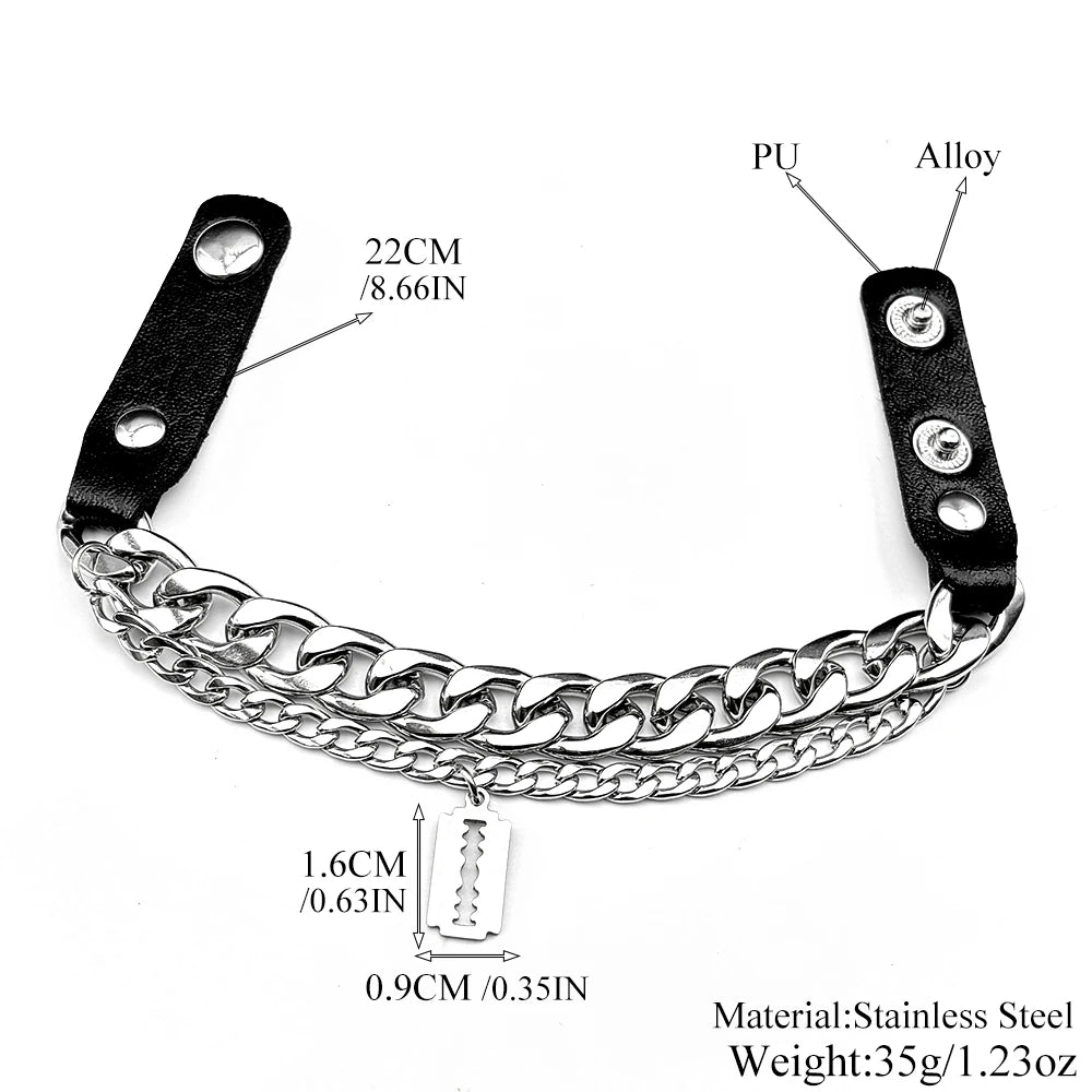 Vintage Razor Blade Statement Bracelet — Stainless Steel