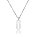 2021 New Fashion Street Hip-Hop Rock Jewerly Men Women Stainless Steel Flame Quenched Razor Blade Pendant Necklaces Punk Jewelry