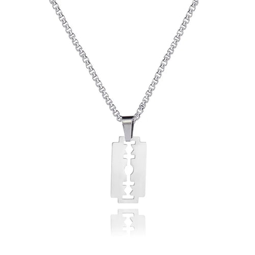 2021 New Fashion Street Hip-Hop Rock Jewerly Men Women Stainless Steel Flame Quenched Razor Blade Pendant Necklaces Punk Jewelry