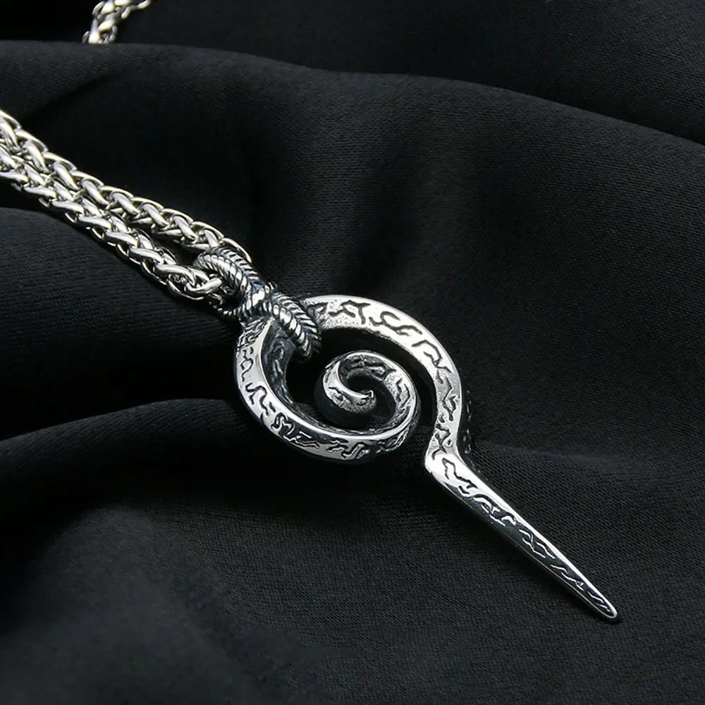 Egyptian Pharaoh Snake Staff Pendant — Stainless Steel