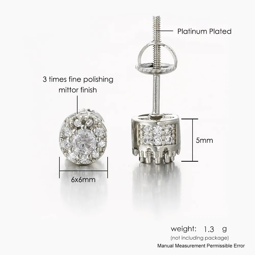 Two-Tone Iced Out Stud Earrings CZ