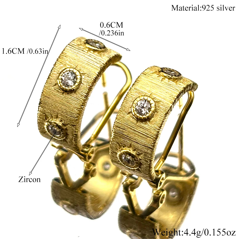Two-Tone Earrings Vintage Small Sterling Zircons