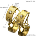 Two-Tone Earrings Vintage Small Sterling Zircons
