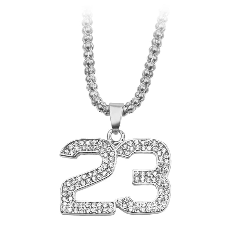 Iced Out Number 23 Cuban Chain Necklace — Gold-Tone
