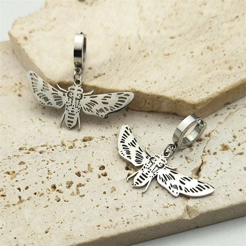 Bee Silver Earrings Vintage Hoop Flying Insect