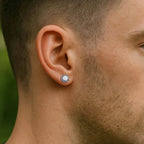 Zircon Stud Earrings — Stainless Steel