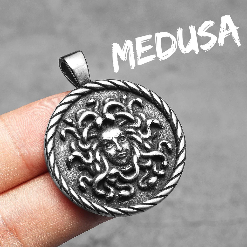 Snake Medusa Pendant Necklace Stainless Steel