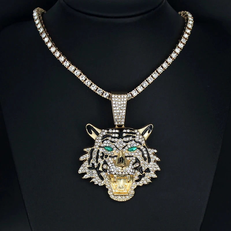 Iced Out 3D Tiger Cuban Pendant — Gold