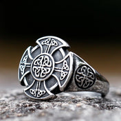 Viking Aegishjalmur Cross Ring — Stainless Steel