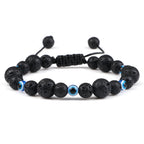 6 8mm Natural Stone Beads Bracelet for Women Men Blue Turkish Evil Eye Braided Chain Bangle Lucky Couple Jewelry Gift