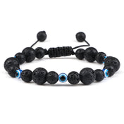 6 8mm Natural Stone Beads Bracelet for Women Men Blue Turkish Evil Eye Braided Chain Bangle Lucky Couple Jewelry Gift