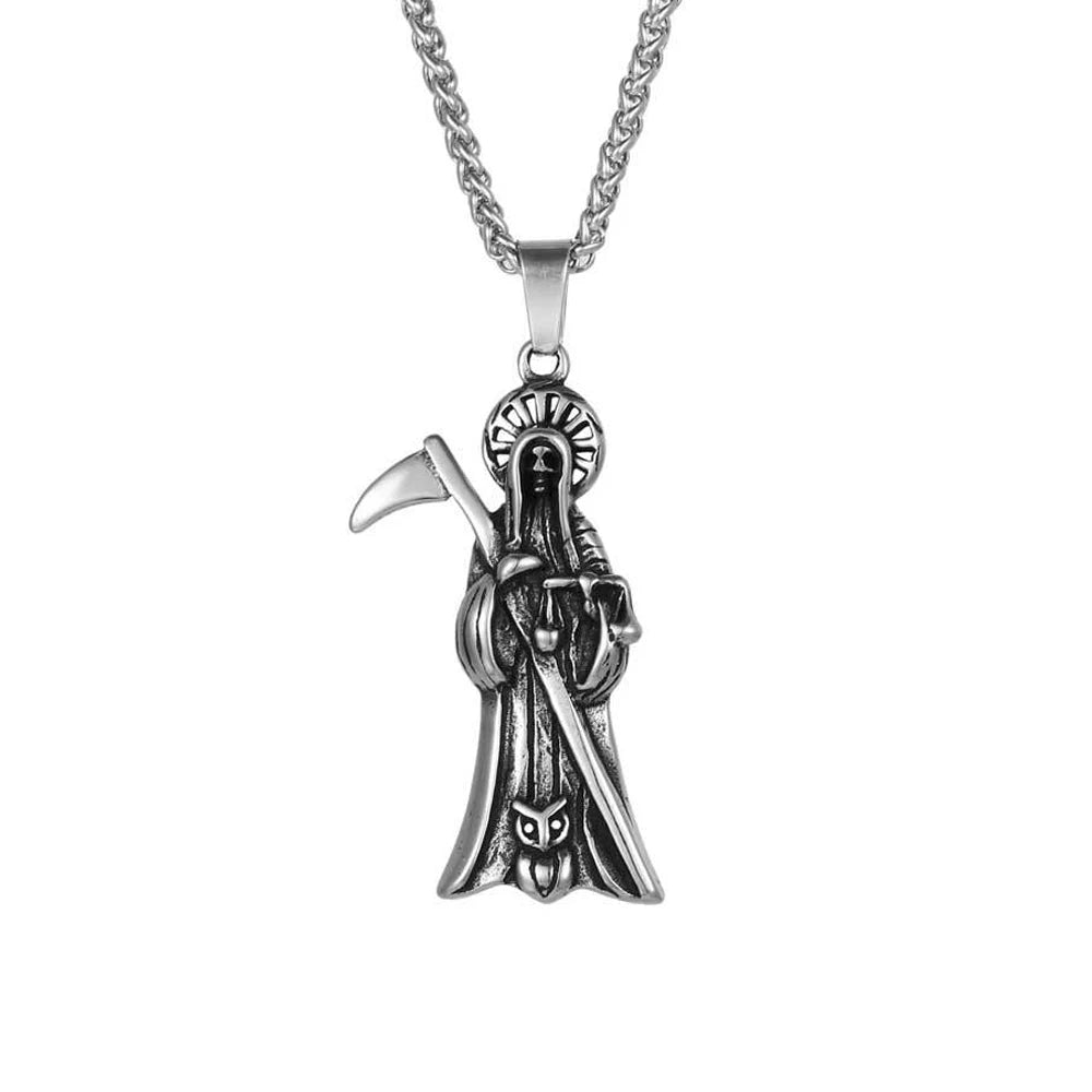 Skull Death Scythe Pendant — Stainless Steel
