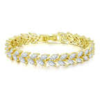 Silver Iced Out Leaf Bracelet Zirconia