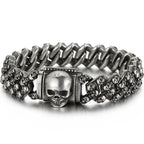 Steampunk Skeleton Man Bracelet Men's Stainless Steel Skull Head Chain Wristband Viking Charm Bangles Halloween Jewelry