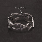 925 Sterling Silver Gothic Thorn Couple Rings for Women Men Punk Retro Cool Spiky Finger Ring Adjustable Hip-hop Y2k