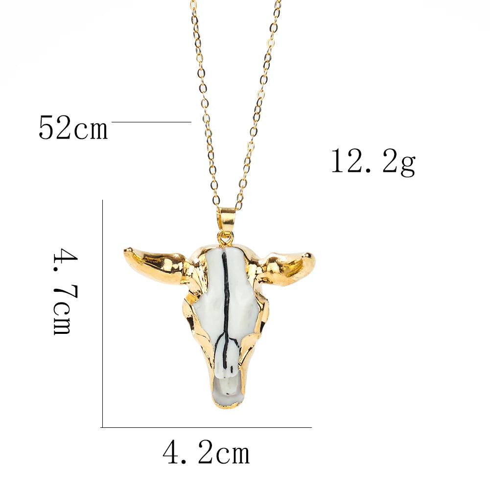 Horned Bull Head Satan Amulet Pendant Necklace — Zinc Alloy
