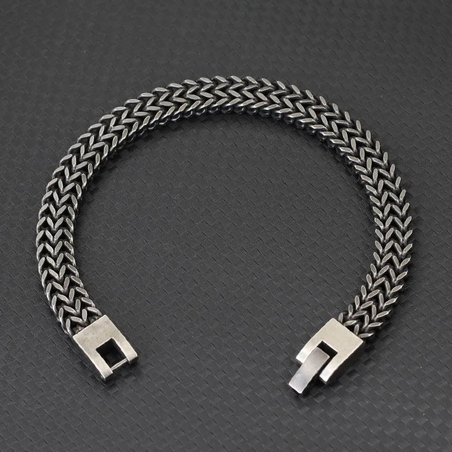 Noter Vintage Stainless Steel Cuban Chain Bracelet Men Hiphop Rock Braslet Bangle Outdoor Sports Camping Cycling