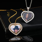 Iced Out Heart Photo Pendant Necklace