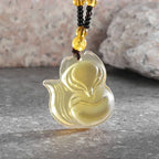 Vintage Natural Obsidian Dragon Pendant Necklace Zodiac Dragon Carved Chinese Mascot Amulet Lucky Men Necklace