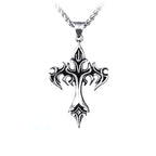 Flame Cross Pendant Necklace — Stainless Steel