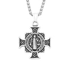 Vintage Stainless Steel Saint Benedict Exorcist Pendant Necklaces For Men Women Fashion Religious Amulet Jewelry