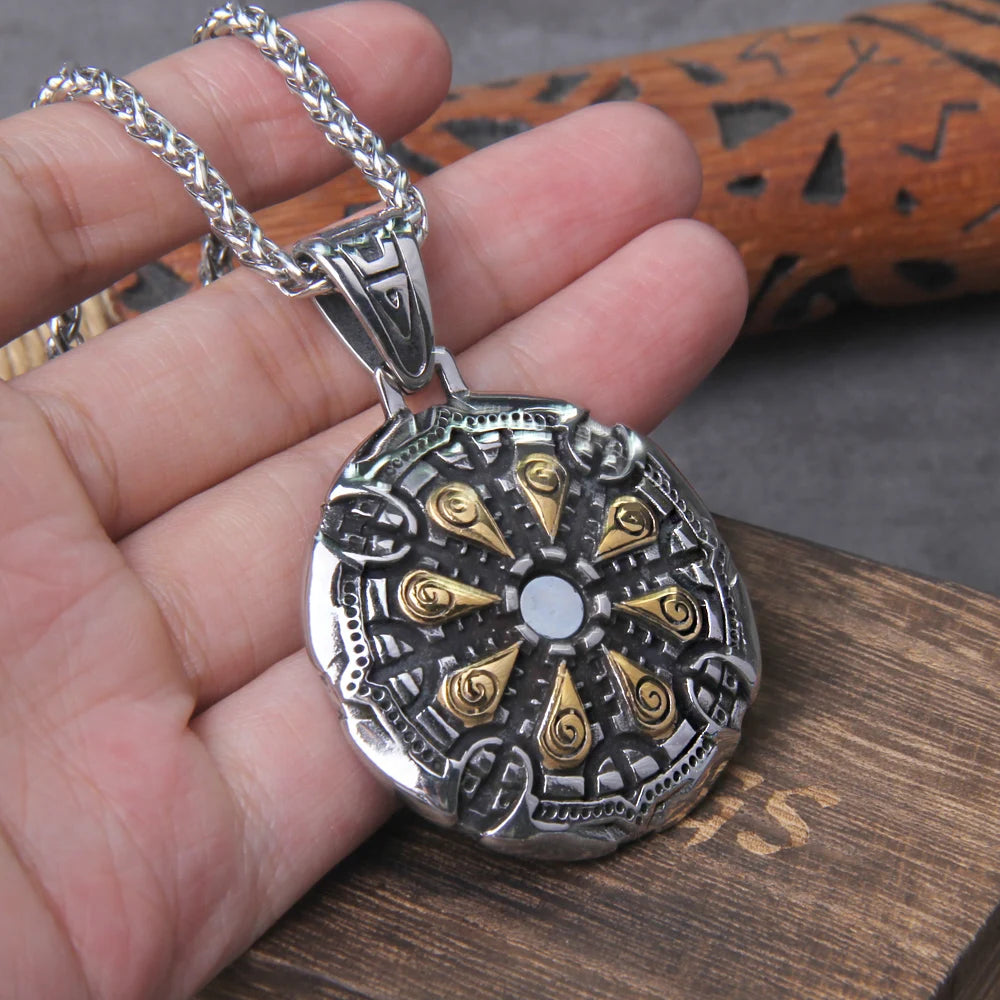 Vegvisir Viking Rune Necklace — Gold