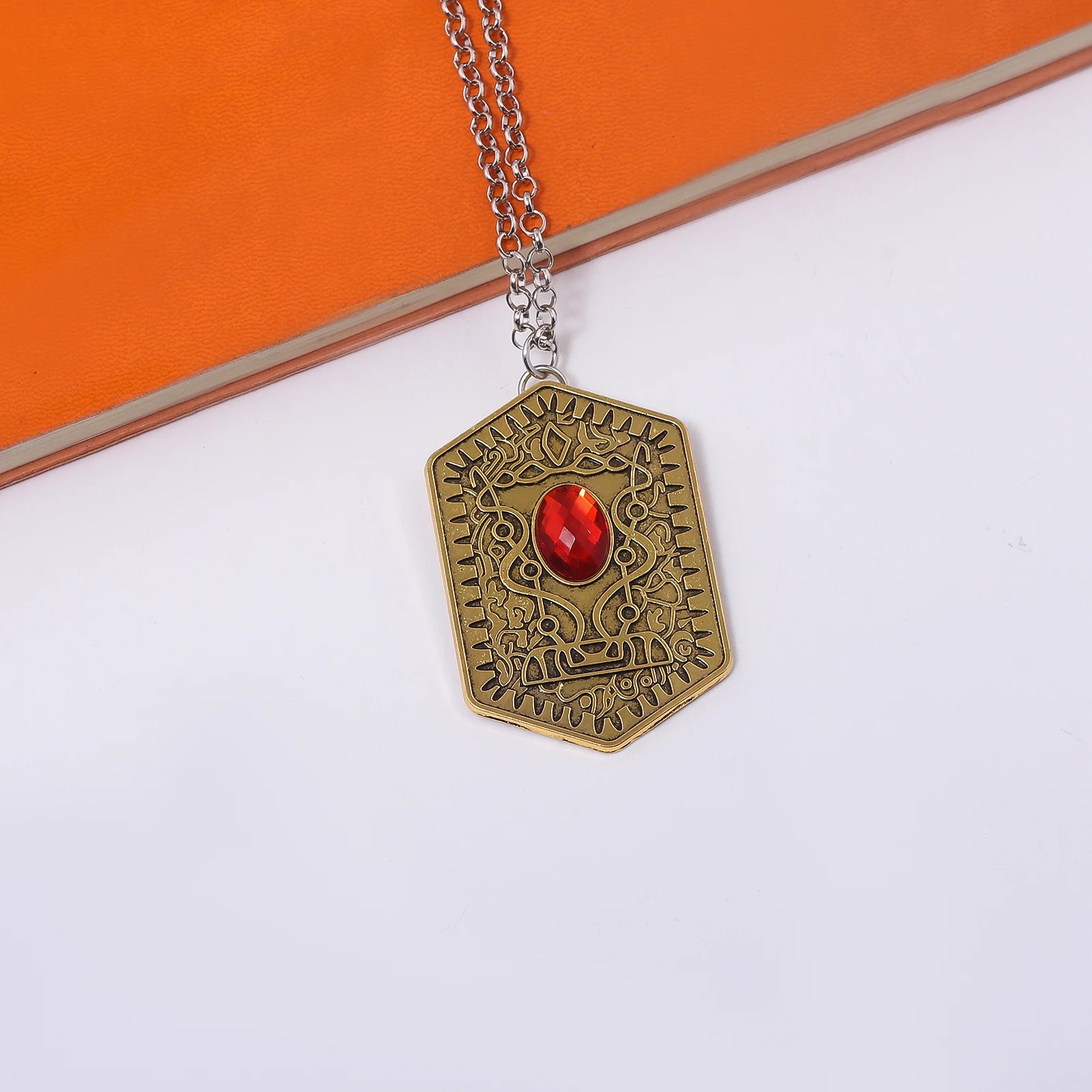 Ghost Child Heart of Damballa Vintage Ruby Necklace Ghost Child Movie Peripheral Vintage Totem Tag