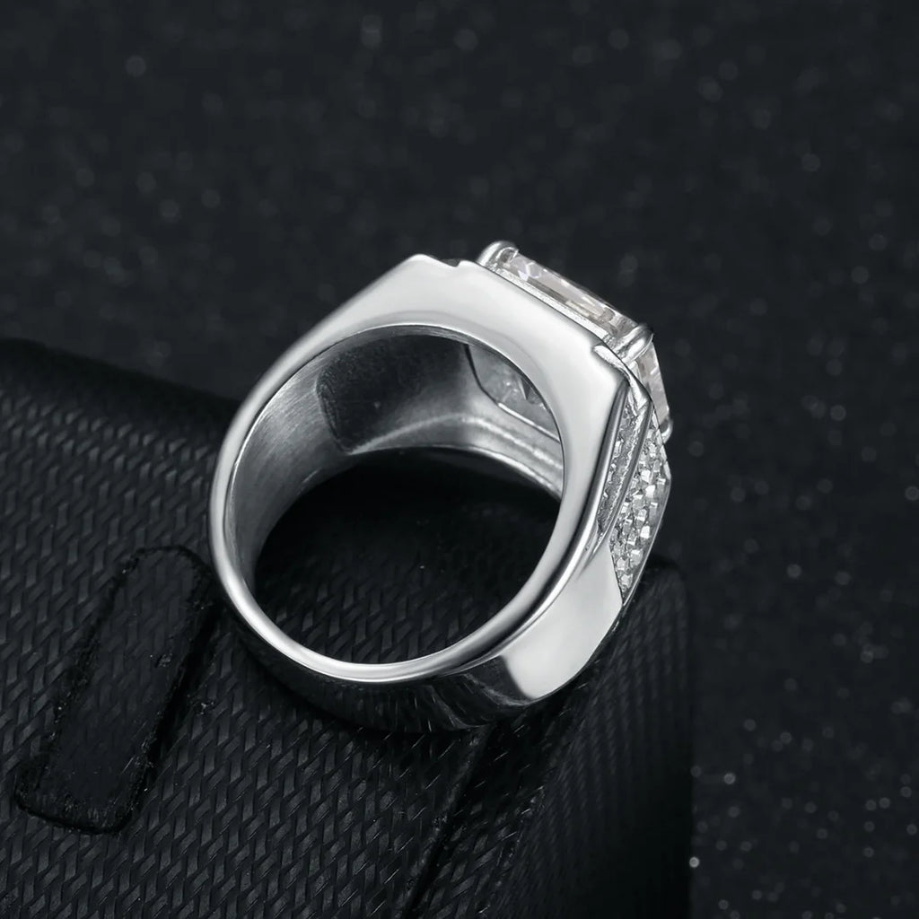 Iced Out Chunky CZ Square Ring 17mm — Stainless Steel