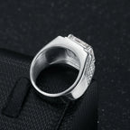 Iced Out Chunky CZ Square Ring 17mm — Stainless Steel