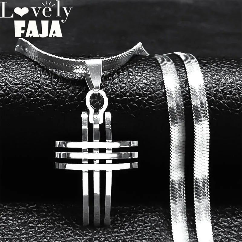 Cross Snake Steel Pendant Novelty Trinity Stereo