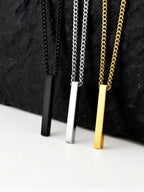 Hiphop Vertical Necklace for Men Boys,Stainless Steel Long Bar Pendant,Classic Punk Jewelry Gift