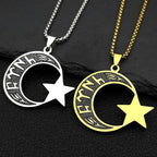 Gold Crescent Moon Star Necklace — Stainless Steel