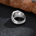 Trendy Stainless Steel Cross Rings For Men Silver Color Crack Zircon Rings Cross Signet Chunky Dainty Jewelry For Man