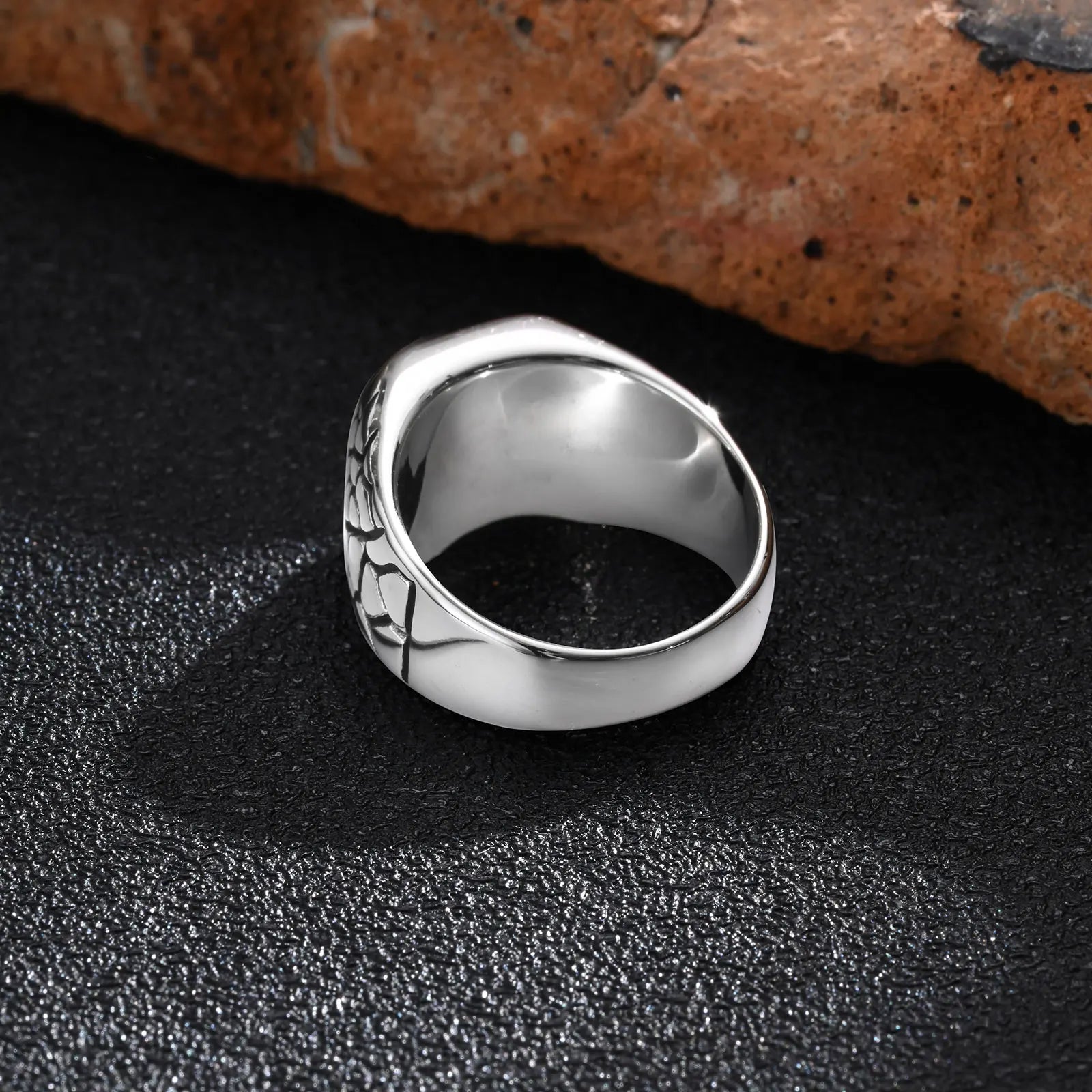 Trendy Stainless Steel Cross Rings For Men Silver Color Crack Zircon Rings Cross Signet Chunky Dainty Jewelry For Man