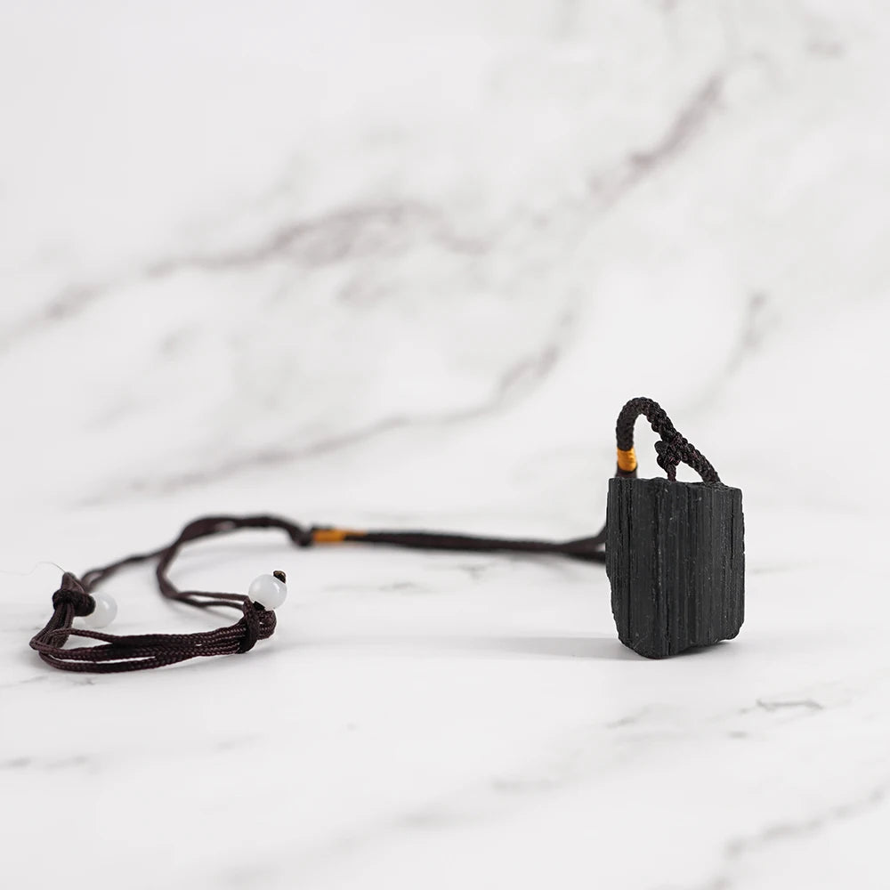 Black Tourmaline Stone Pendant Necklace