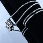 Silver Rune Bead Pendant Necklace Box Chain