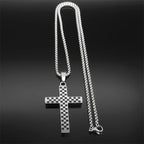 Jesus Christ Cross Pendant Necklace Box Chain — Stainless Steel